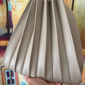 Melie Bianco Carrie Pleated Vegan Leather Shoulder Bag - Bone Cream Tone